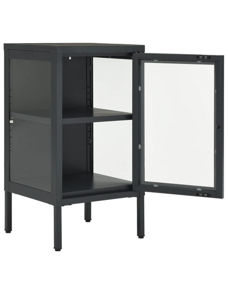 Credenza Antracite 38x35x70 cm in Acciaio e Vetro