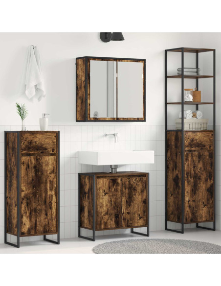 Set di mobili per il bagno Rovere fumé Legno multistrato