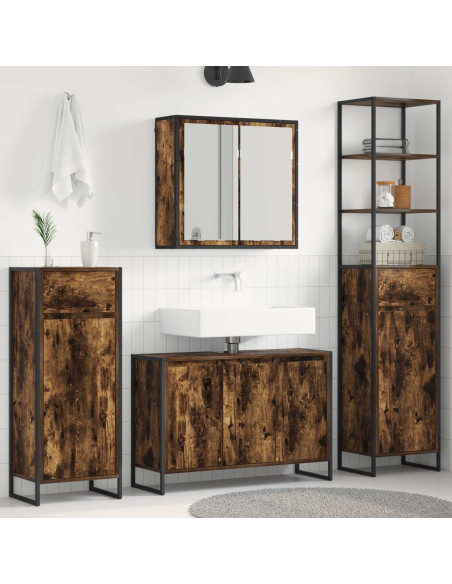 Set di mobili per il bagno Rovere fumé Legno multistrato