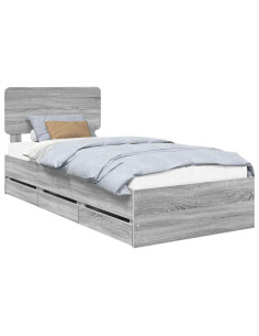 Struttura del letto con cassetto Grigio Sonoma 75 x 190 cm 2