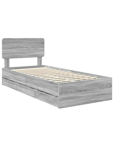 Struttura del letto con cassetto Grigio Sonoma 75 x 190 cm