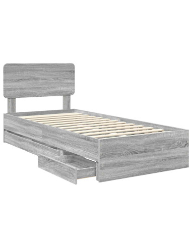 Struttura del letto con cassetto Grigio Sonoma 75 x 190 cm