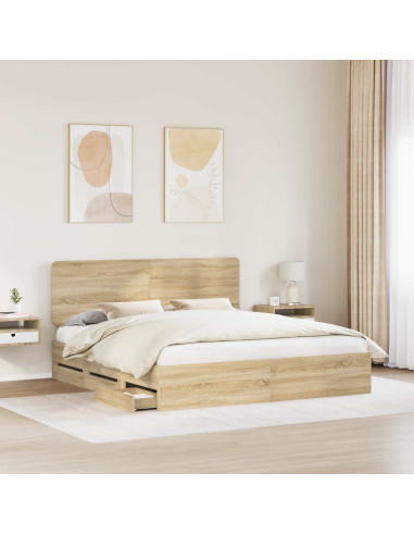 Struttura del letto con cassetto Rovere Sonoma 200 x 200 cm