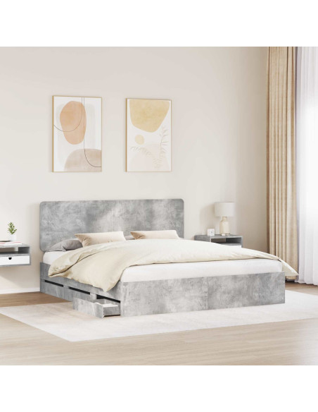Struttura del letto con cassetto Grigio cemento 200 x 200 cm