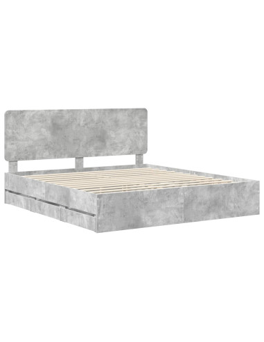 Struttura del letto con cassetto Grigio cemento 200 x 200 cm