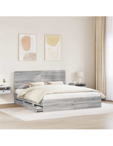 Struttura del letto con cassetto Grigio Sonoma 200 x 200 cm