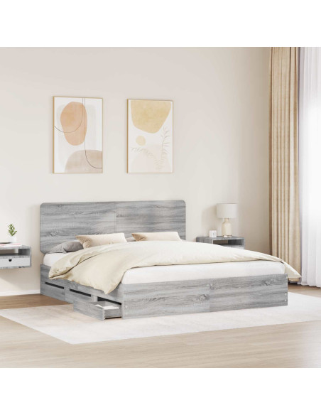 Struttura del letto con cassetto Grigio Sonoma 200 x 200 cm