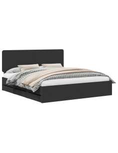 Struttura del letto Nero 180 x 200 cm Legno Ingegnerizzato 2