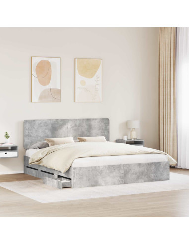 Struttura del letto con cassetto Grigio cemento 180 x 200 cm