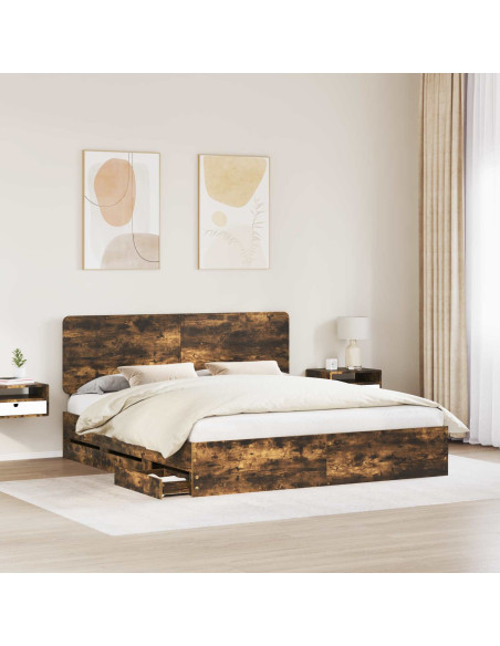Struttura del letto con cassetto Rovere fumé 180 x 200 cm
