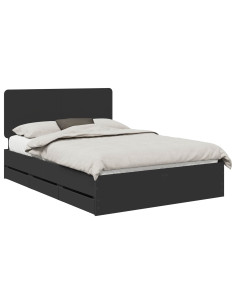 Struttura del letto Nero 150 x 200 cm Legno Ingegnerizzato 2