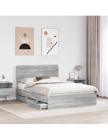 Struttura del letto con cassetto Grigio Sonoma 150 x 200 cm