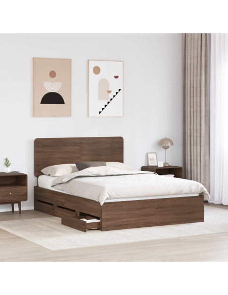 Struttura del letto con cassetto Rovere Marrone 150 x 200 cm