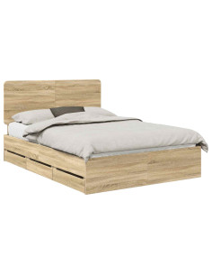 Struttura del letto con cassetto Rovere Sonoma 140 x 190 cm 2