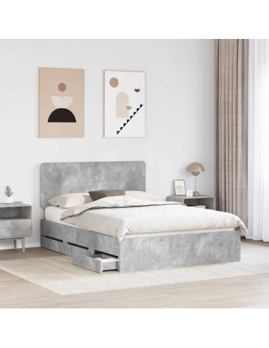 Struttura del letto con cassetto Grigio cemento 140 x 200 cm