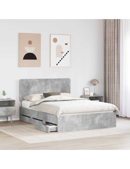 Struttura del letto con cassetto Grigio cemento 140 x 200 cm