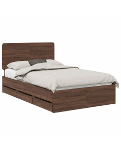 Struttura del letto con cassetto Rovere Marrone 135 x 190 cm 2