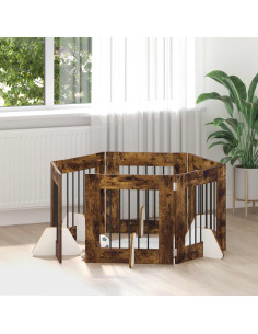 Cancello per cani con supporti 6 pcs Rovere Fumo 60 x 60 cm