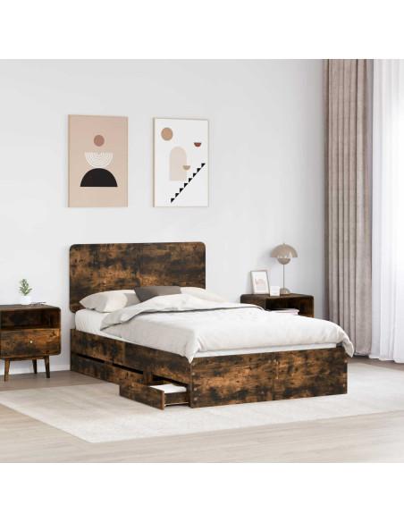 Struttura del letto con cassetto Rovere fumé 120 x 190 cm