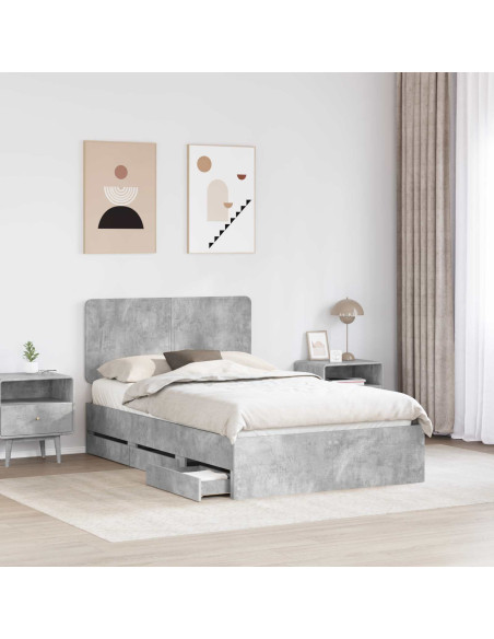 Struttura del letto con cassetto Grigio cemento 120 x 200 cm