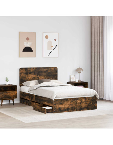 Struttura del letto con cassetto Rovere fumé 120 x 200 cm