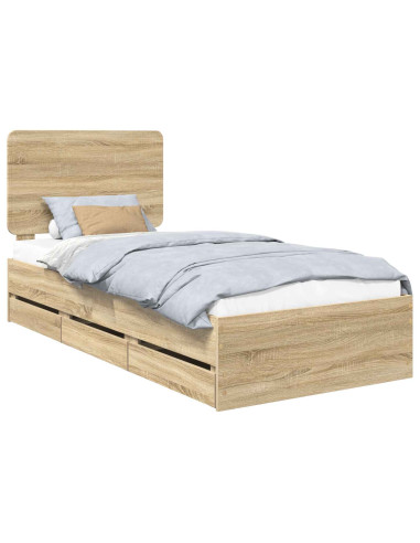 Struttura del letto con cassetto Rovere Sonoma 100 x 200 cm