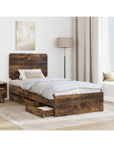 Struttura del letto con cassetto Rovere fumé 100 x 200 cm
