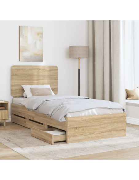 Struttura del letto con cassetto Rovere Sonoma 90 x 190 cm