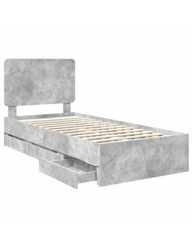 Struttura del letto con cassetto Grigio cemento 90 x 200 cm