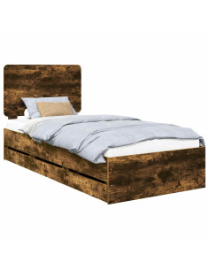 Struttura del letto con cassetto Rovere fumé 90 x 200 cm 2