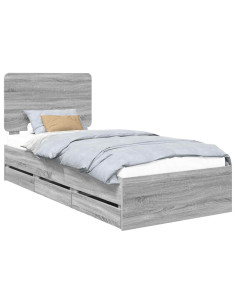 Struttura del letto con cassetto Grigio Sonoma 90 x 200 cm 2