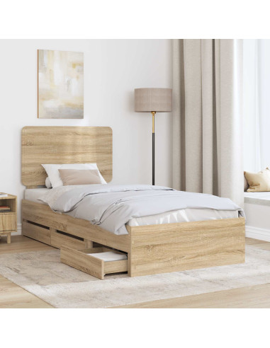 Struttura del letto con cassetto Rovere Sonoma 75 x 190 cm