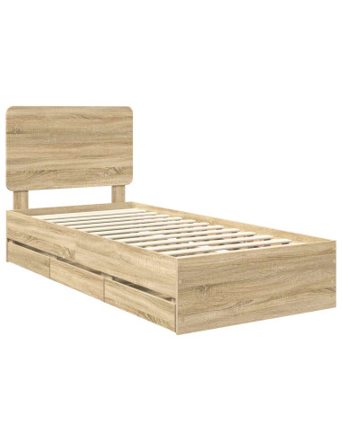 Struttura del letto con cassetto Rovere Sonoma 75 x 190 cm