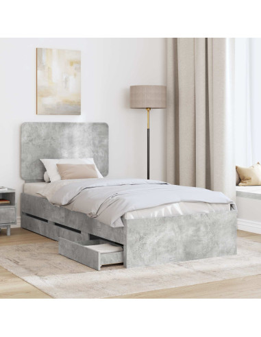 Struttura del letto con cassetto Grigio cemento 75 x 190 cm