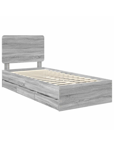 Struttura del letto con cassetto Grigio Sonoma 75 x 190 cm
