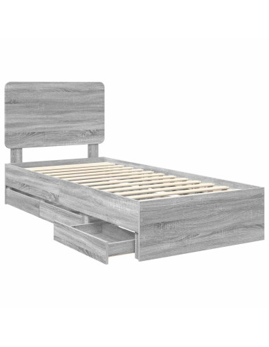 Struttura del letto con cassetto Grigio Sonoma 75 x 190 cm