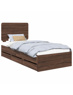 Struttura del letto con cassetto Rovere Marrone 75 x 190 cm 2