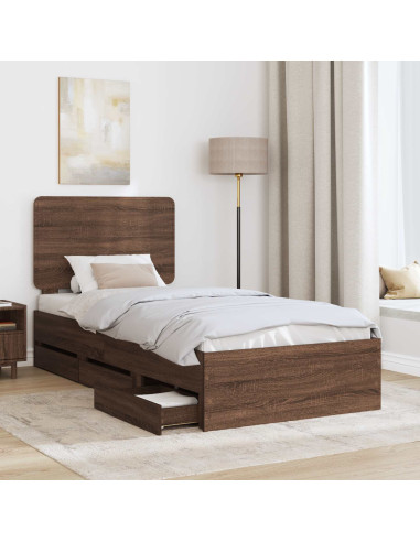 Struttura del letto con cassetto Rovere Marrone 75 x 190 cm