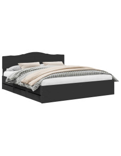 Struttura del letto Nero 200 x 200 cm Legno Ingegnerizzato 2