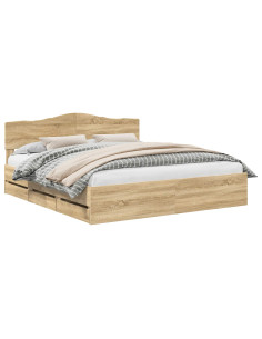 Struttura del letto con cassetto Rovere Sonoma 200 x 200 cm 2