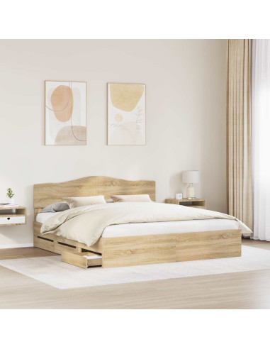 Struttura del letto con cassetto Rovere Sonoma 200 x 200 cm