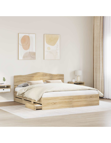 Struttura del letto con cassetto Rovere Sonoma 200 x 200 cm