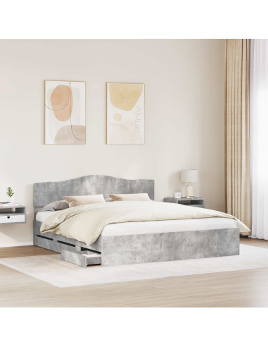 Struttura del letto con cassetto Grigio cemento 200 x 200 cm
