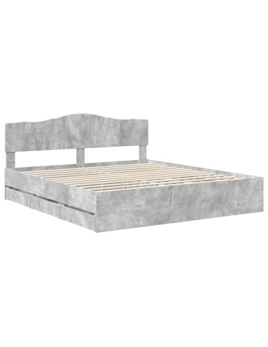 Struttura del letto con cassetto Grigio cemento 200 x 200 cm