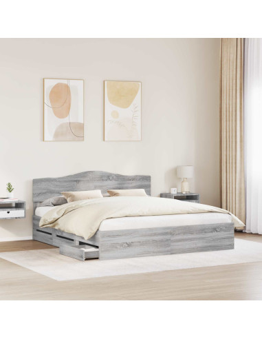 Struttura del letto con cassetto Grigio Sonoma 200 x 200 cm