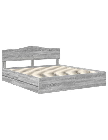 Struttura del letto con cassetto Grigio Sonoma 200 x 200 cm