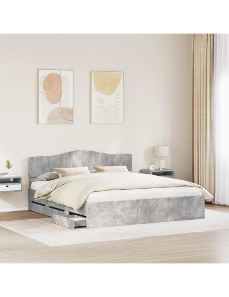 Struttura del letto con cassetto Grigio cemento 180 x 200 cm
