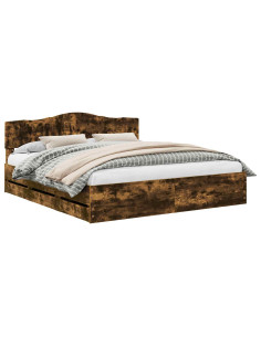 Struttura del letto con cassetto Rovere fumé 180 x 200 cm 2