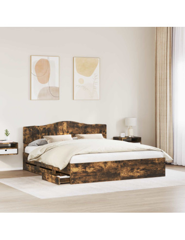 Struttura del letto con cassetto Rovere fumé 180 x 200 cm