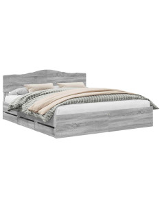 Struttura del letto con cassetto Grigio Sonoma 180 x 200 cm 2